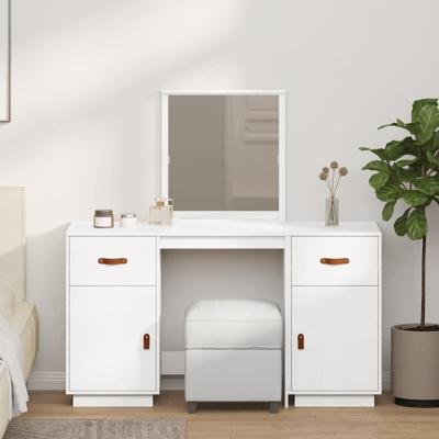 Kaptafelset met spiegel massief grenenhout wit