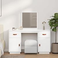 Kaptafelset met spiegel massief grenenhout wit - thumbnail