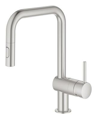 GROHE Minta Keukenkraan - draaibare/uittrekbare uitloop - 2 straalsoorten - supersteel geborsteld 32322DC2