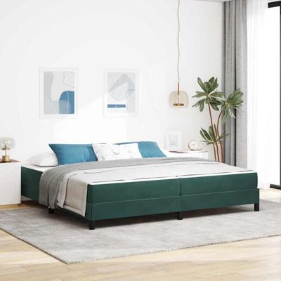 Boxspringbed met matras Donkergroen 200 x 200 cm Fluweel
