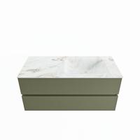 MONDIAZ VICA-DLUX 110cm badmeubel onderkast Army 2 lades. Inbouw wastafel CLOUD rechts zonder kraangat, kleur Frappe. - thumbnail