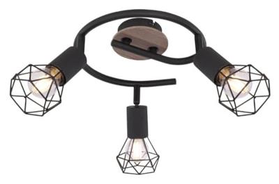 Globo PlafondlampXara I zwart met hout 3-lichts Ø 23cm - 54802S-3H