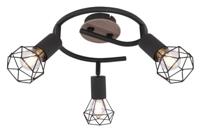 Globo PlafondlampXara I zwart met hout 3-lichts Ø 23cm - 54802S-3H - thumbnail