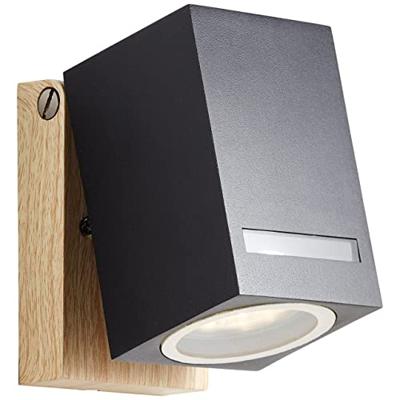 BRILLIANT - GALENI Buitenwandlamp - zwart/naturel - metaal/glas GU10 1x20W