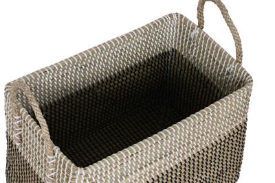 Home ESPRIT Cupset, wit, zwart, natuur, zeegras, boho, 44 x 25 x 38 cm, 2 stuks