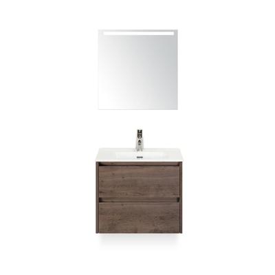 Dante Badmeubelset 60 cm - Tabacco - Keramische Wastafel Wit Cover - met Sence Spiegel