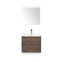 Dante Badmeubelset 60 cm - Tabacco - Keramische Wastafel Wit Cover - met Sence Spiegel - thumbnail