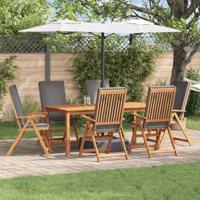 Tuinstoel 6 pcs Bruin 57 x 71.5 x 104cm Massief teakhout - thumbnail