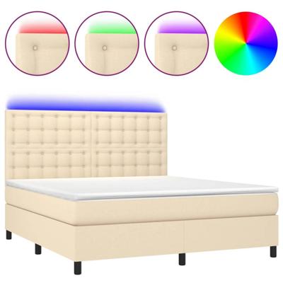 Boxspring met matras en LED stof crèmekleurig 160x200 cm