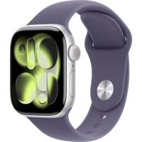 Apple Watch Series 11 GPS - 42 mm - Zilveren aluminium kast - Paarse mist sportband - S/M - thumbnail