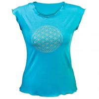 Yoga T-shirt met 'Bloem des Levens' - Donker Turquoise M - thumbnail