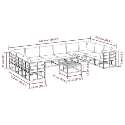 Tuinbankenset met kussen 11 pcs Zwart Aluminium