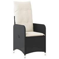 Tuinstoelen 2 st verstelbaar met tafel poly rattan zwart - thumbnail