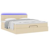 Ottoman bed met matras en LED's 120x200cm stof crèmekleurig - thumbnail