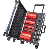 Carat Diamantboorset baksteen & kalkzandsteen Ø32-52-82-112-132mm + adapters in aluminium transportkoffer - HTESET0000 - thumbnail