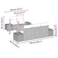 Tuinbankenset met opslag 6 pcs Zwart en Crème poly rattan - thumbnail