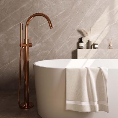 Brauer Copper Carving Vrijstaande Vrijstaand Badmengkraan - met Staaf Handdouche - Doucheslang - Koper Geborsteld Pvd