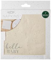 Geboorte Servetten Hello Baby Grijs/Creme - thumbnail