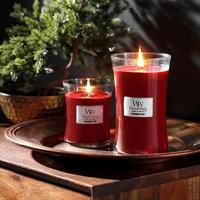 WoodWick Geurkaars Medium Cinnamon Chai - 11 cm / ø 10 cm - Geurkaars in Glas - Houten Lont - thumbnail