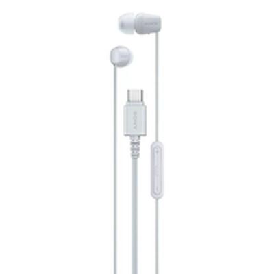 Sony IER‑EX15C - Bedrade USB-C oordopjes met microfoon – Lichtgewicht in-ear hoofdtelefoon – Knoopvrije kabel, helder geluid – Perfect voor op reis en dagelijks gebruik – Wit