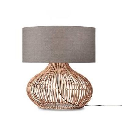 GOOD&MOJO Tafellamp 'Kalahari' Rotan en linnen, 65cm, kleur Naturel/Donkerbeige GOOD&MOJO Tafellamp 'Kalahari' Rotan en linnen, 65cm, kleur Naturel/Donkerbeige