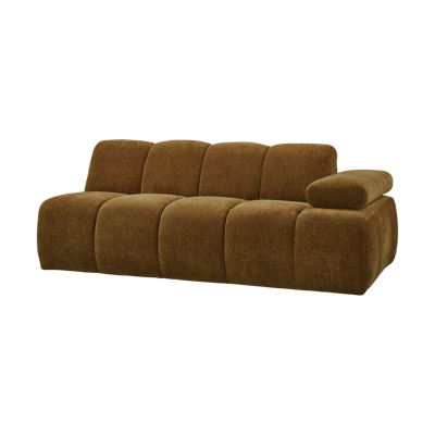 Woood Mojo 2-zits bank arm rechts ribstof Honinggeel