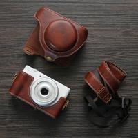 Voor Sony ZV-1F Vlog Camera Full Body lederen cameratas tas met riem - thumbnail