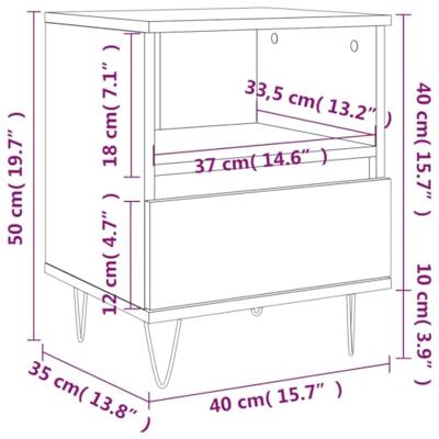 Nachtkastje 40x35x50 cm bewerkt hout grijs sonoma eikenkleurig Nachtkastje 40x35x50 cm bewerkt hout grijs sonoma eikenkleurig