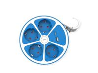 ROLINE 4-voudige stekkerdoos met schakelaar, rond, , USB-oplader A+C, blauw, 3 m - thumbnail