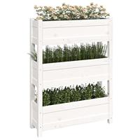 Plantenbak 77x25x104,5 cm massief grenenhout wit - thumbnail