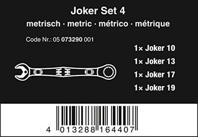 Wera 05073290001 Joker Steek-ringratelsleutelset 4-delig Sleutelbreedte (metrisch) 10 - 19 mm - thumbnail
