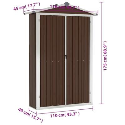 VidaXL Tuinschuur 116x45x175 cm gegalvaniseerd staal bruin