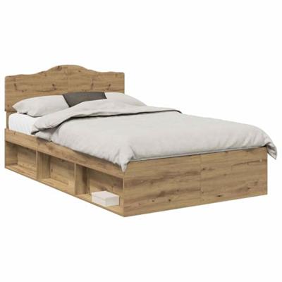 Bedframe Ambachtelijk eiken 135 x 190 cm Massief grenenhout