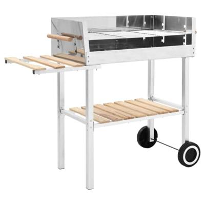 VidaXL Trolleybarbecue met 2 schappen houtskool xxl roestvrij staal