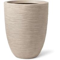 Capi waste elegant laag rib nl kunststof bloempot 46x58 cm terrazzo beige - thumbnail