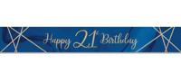 Foliebanner 21 Jaar Navy Blauw/Goud (275cm) - thumbnail