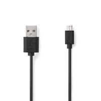 Nedis CCGL60501BK10 Usb-kabel Usb 2.0 Usb-a Male Usb Micro-b Male 7.5 W 480 Mbps Vernikkeld 1.00 M Rond Pvc Zwart Label - thumbnail