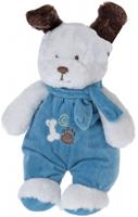 Tender Toys knuffelhond met kleren en sjaal 27 cm wit/blauw - thumbnail