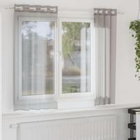 Gordijnen voile met doorvoertules 2 st 140x175 cm lichtgrijs - thumbnail