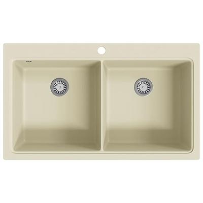 VidaXL Gootsteen dubbele bakken graniet beige VidaXL Gootsteen dubbele bakken graniet beige