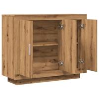Dressoir 92x35x75 cm bewerkt hout artisanaal eikenkleur - thumbnail