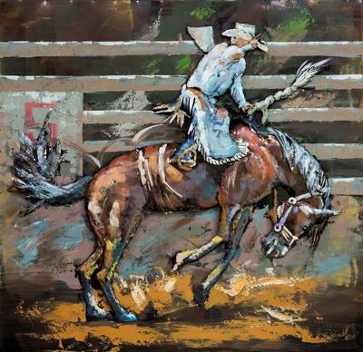 Schilderij - metaalschilderij -Rodeo I , 100x100cm
