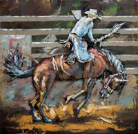 Schilderij - metaalschilderij -Rodeo I , 100x100cm - thumbnail