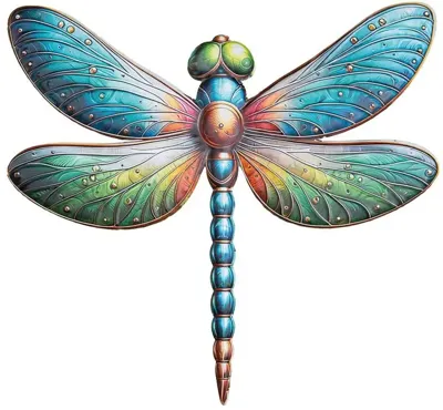 Wanddeco libelle metaal 37.5x42.5cm