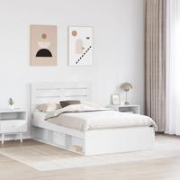 Bedframe met hoofdeinde Wit 120 x 190 cm Massief grenenhout - thumbnail