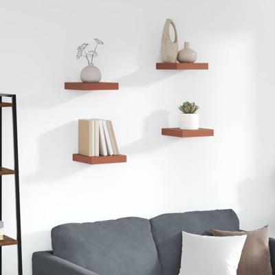 Wandplank met opslag 4 pcs Rood 23 x 23,5 x 4 cm Bewerkt hout