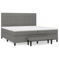 Boxspring met matras stof donkergrijs 200x200 cm - thumbnail