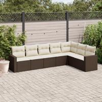 7-delige Loungeset met kussens poly rattan bruin - thumbnail