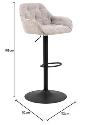 Bendt Draaibare Barkruk 'Loren' Bouclé, kleur Beige (zithoogte 63-84cm)