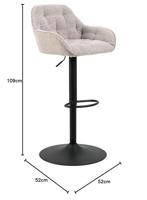 Bendt Draaibare Barkruk 'Loren' Bouclé, kleur Beige (zithoogte 63-84cm) - thumbnail